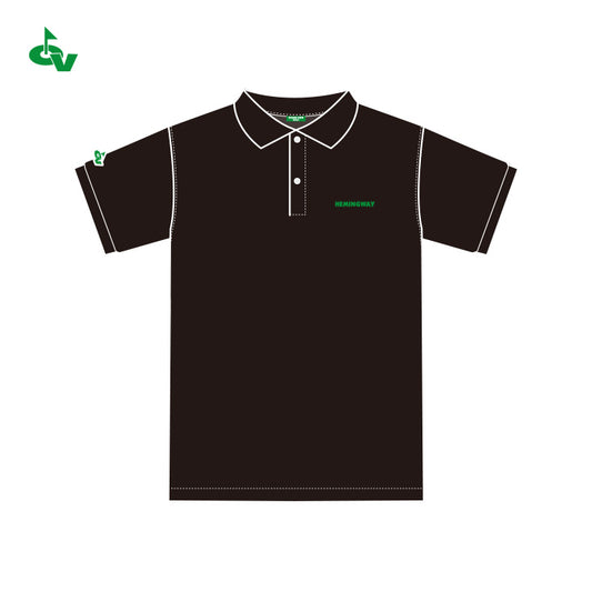 バックロゴ半袖ポロシャツ(ブラック・グリーンロゴ）