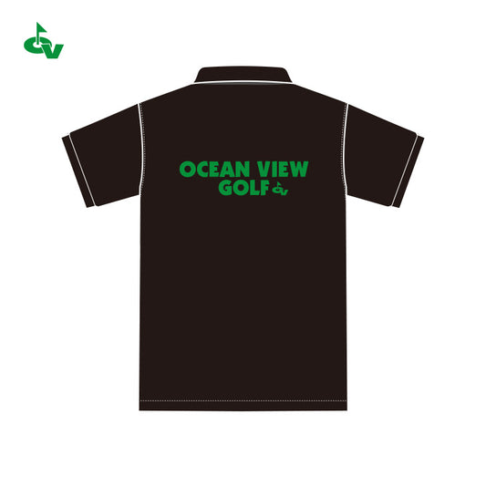 バックロゴ半袖ポロシャツ(ブラック・グリーンロゴ）