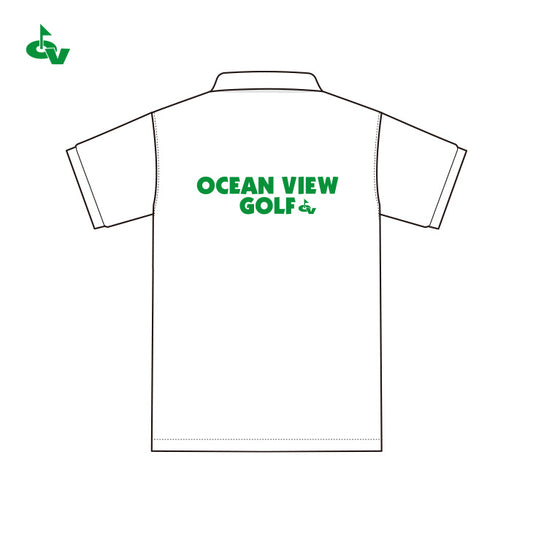 バックロゴ半袖ポロシャツ(ホワイト・グリーンロゴ）